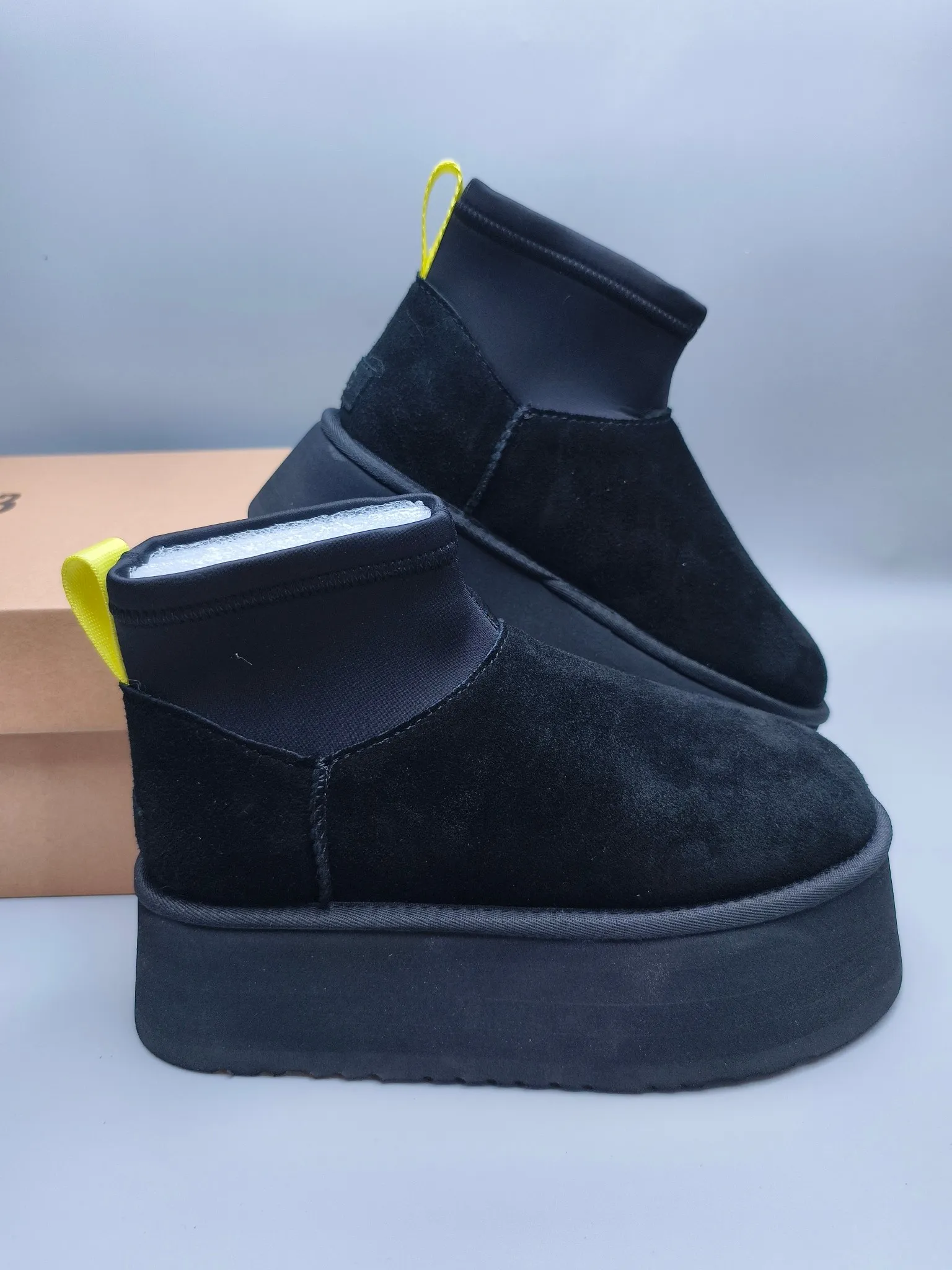 💰480 UGG sheepskin all-in-one snow boots 8170 Thick-soled elastic low-cut casual style Color: maroon black gray Size: 35-41